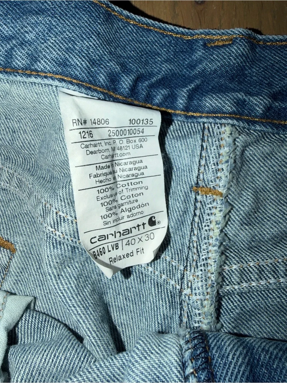 Carhartt Men’s Relaxed Straight Light Blue Denim Jeans size 40 x 30